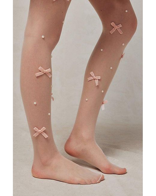 Urban Outfitters Brown Uo 3D Bow Tights