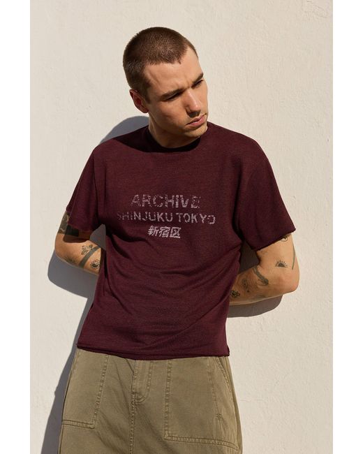 Urban Outfitters Red Uo Archive Short Sleeve Slub T-shirt for men