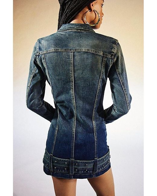 Jaded London Steel City Belted Denim Mini Dress in Blue | Lyst