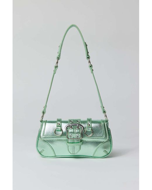 Urban Outfitters Green Uo Jade Seamed Baguette Bag