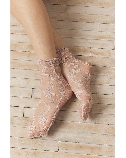 Urban Outfitters Natural Slouchy Lace Crew Sock