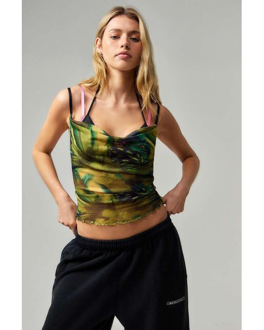 Urban Outfitters Green Uo Candy Double-layer Halterneck Top