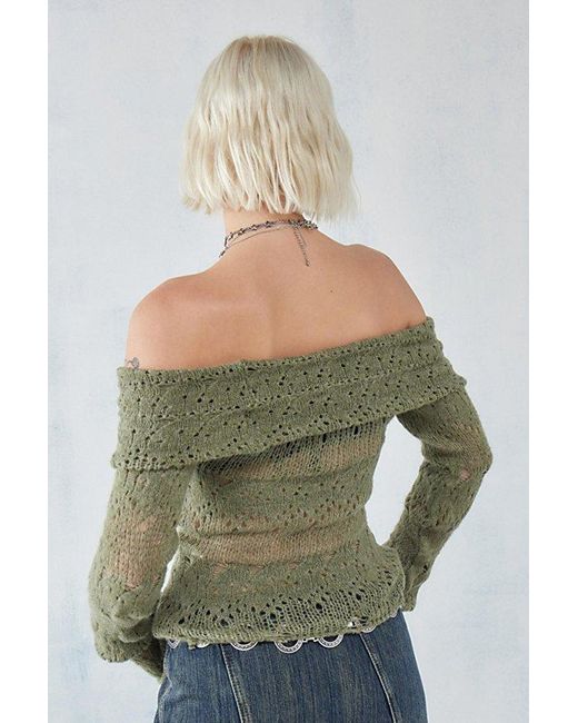 Urban Outfitters Green Uo Bardot Laddered Knit Sweater