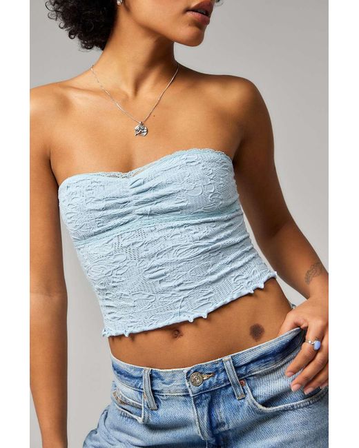 Out From Under Blue Aaliyah Textured Sweetheart Bandeau Top