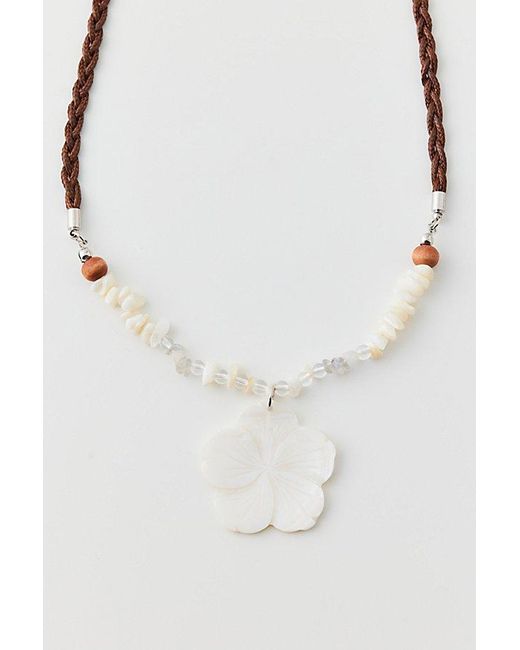 Urban Outfitters Multicolor Hibiscus Flower Beaded Necklace