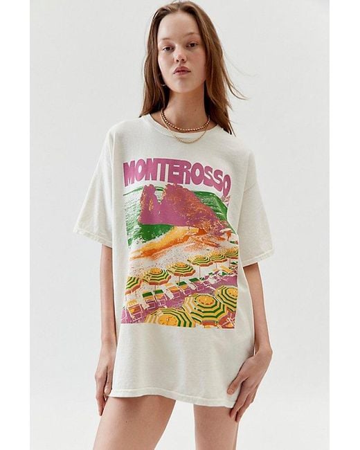 Urban Outfitters Natural Monterosso Graphic T-Shirt Dress