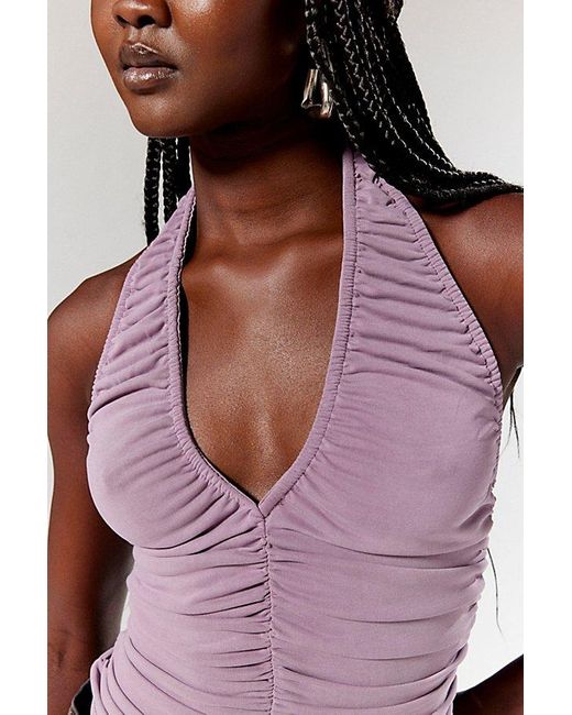 Silence + Noise Purple Rita Ruched Halter Top