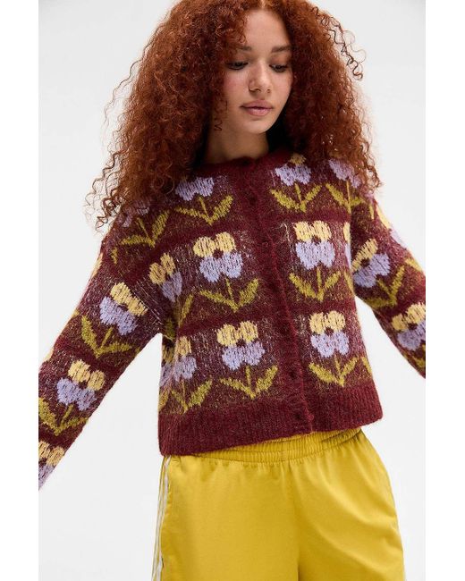 Kimchi Blue Red Dakota Floral Cardigan
