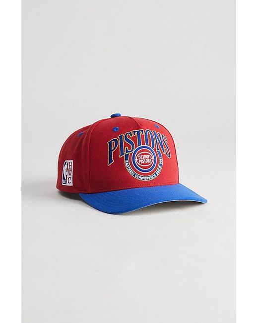 Mitchell & Ness Red Crown Jewels Pro Detroit Pistons Snapback Hat for men