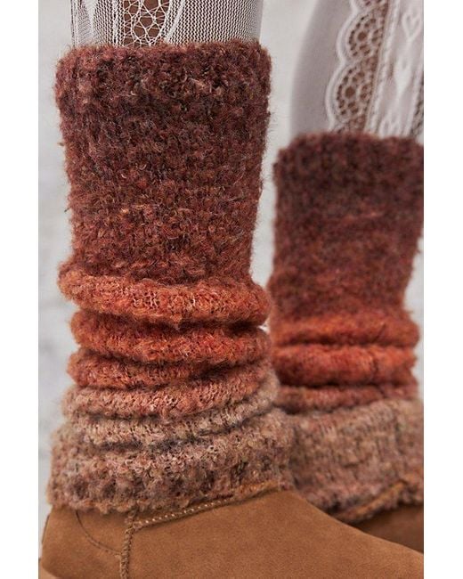 Out From Under Brown Fuzzy Ombre Leg Warmers