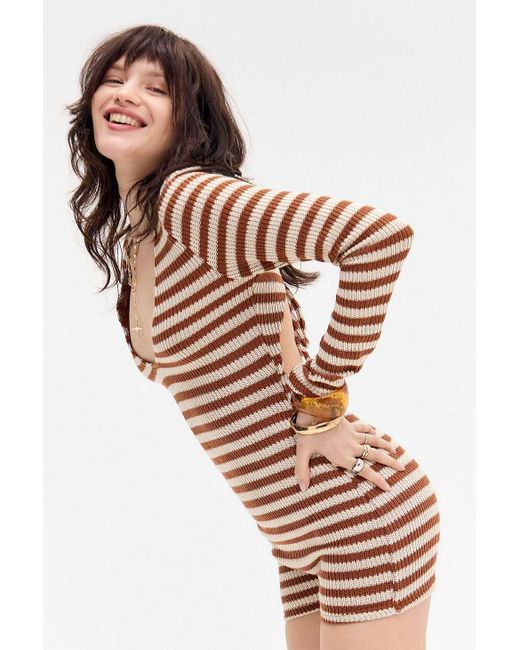 Motel Brown Kaipo Stripe Playsuit