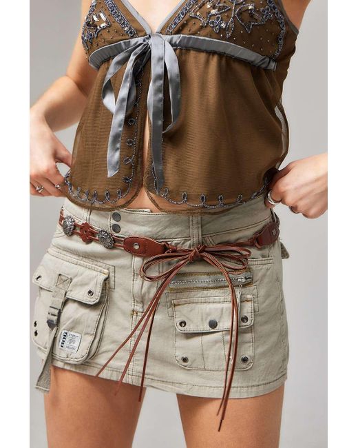 Urban Outfitters Brown Uo Flower Link Belt