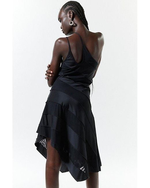 Silence + Noise Black Juliet Asymmetrical One-Shoulder Midi Dress