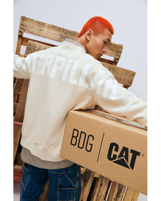 BDG Natural Cat X Uo Exclusive Caterpillar Crew Neck Sweatshirt In Cream,at Urban Outfitters for men