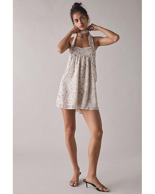 Motel Multicolor Yukio Strapless Scarf Babydoll Mini Dress