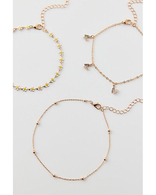 Urban Outfitters Brown Daisy Butterfly Anklet Set