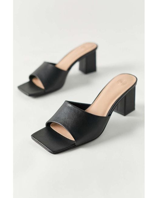 Urban Outfitters Black Uo Cici Square Toe Mule Sandal