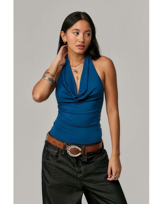 Silence + Noise Blue Silence + Noise Coyote Cowl Halter Top