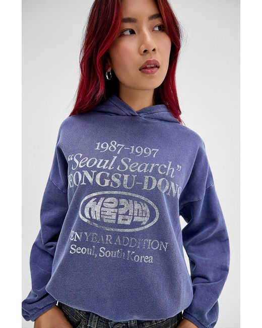 Urban Outfitters Blue Uo Seoul Search Bubble Hoodie