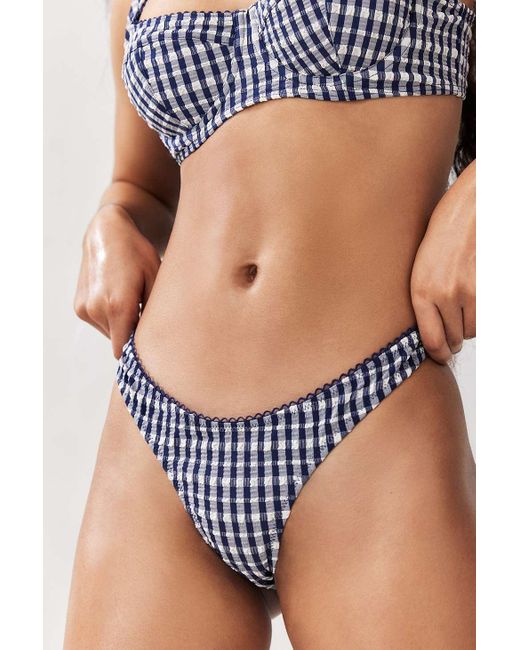 Out From Under Multicolor Navy Gingham Bikini Bottoms