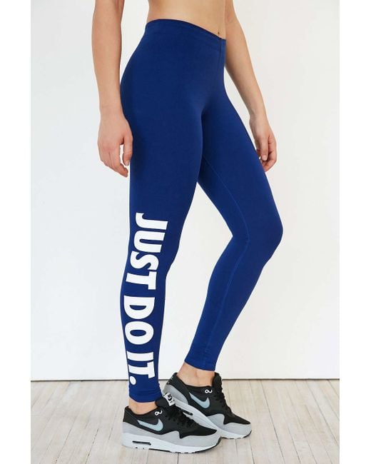 Nike Cotton Leg-a-see Just Do It Legging in Blue | Lyst