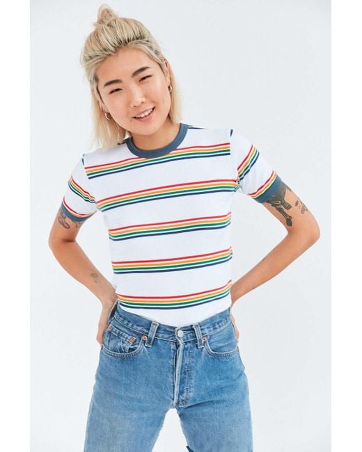 Truly Madly Deeply Multicolor Jewel Stripe Ringer Tee