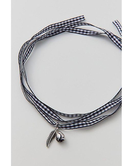 Urban Outfitters Natural Icon Gingham Ribbon Wrap Necklace