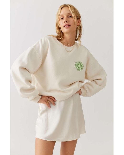 Urban Outfitters White Follow The Sun Puff Paint Graphic Sweatshirt
