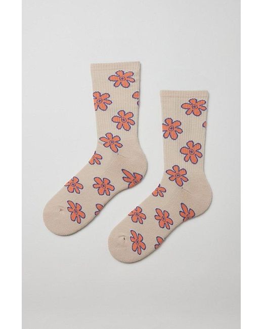 Urban Outfitters Pink Doodle Flower Crew Sock for men