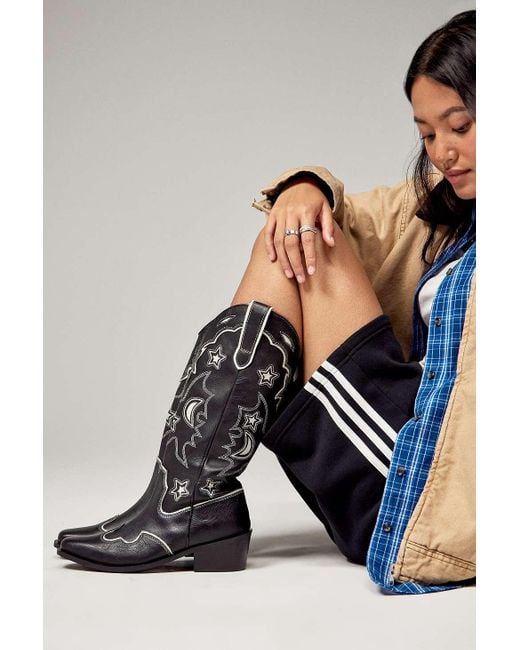 Urban Outfitters Blue Uo Star Knee High Western Boots