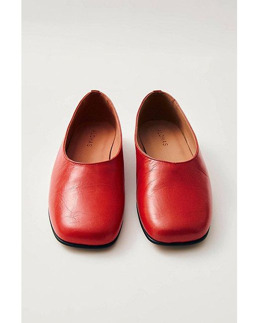 Alohas Red Edie Leather Ballet Flat