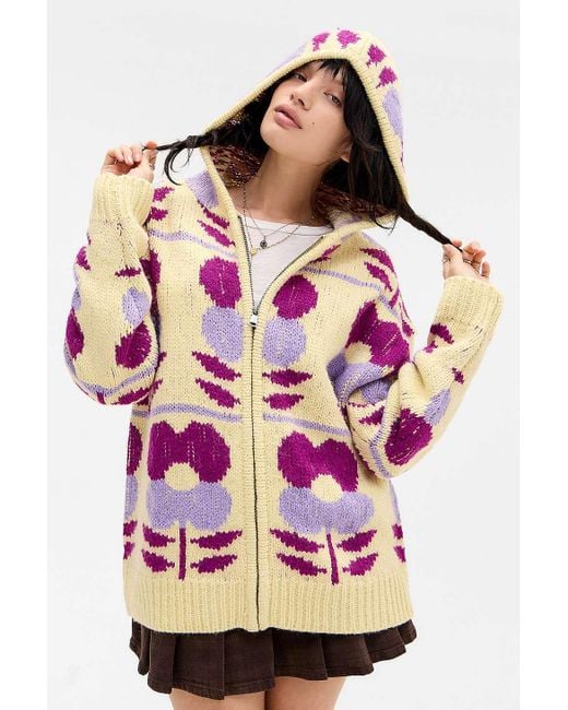 Kimchi Blue Pink Floral Pattern Hoodie