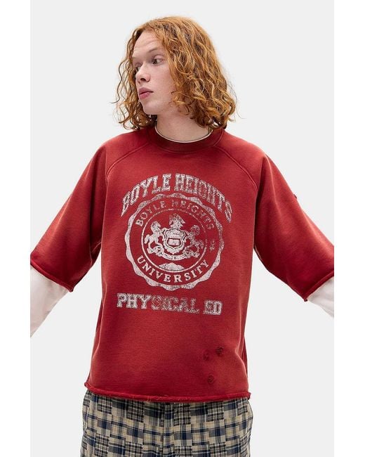 BDG Red Varsity Double Layer T-shirt for men