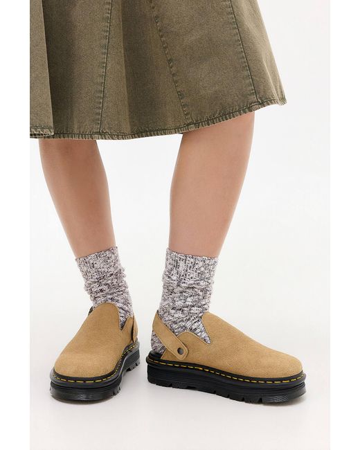 Dr. Martens Green Tan Zebzag Casual Slingback Platform Mules