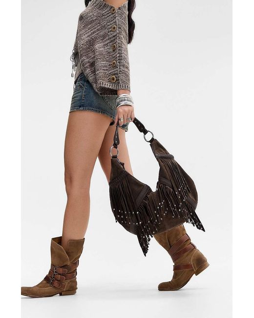 BDG Black Fringe Suedette Bag