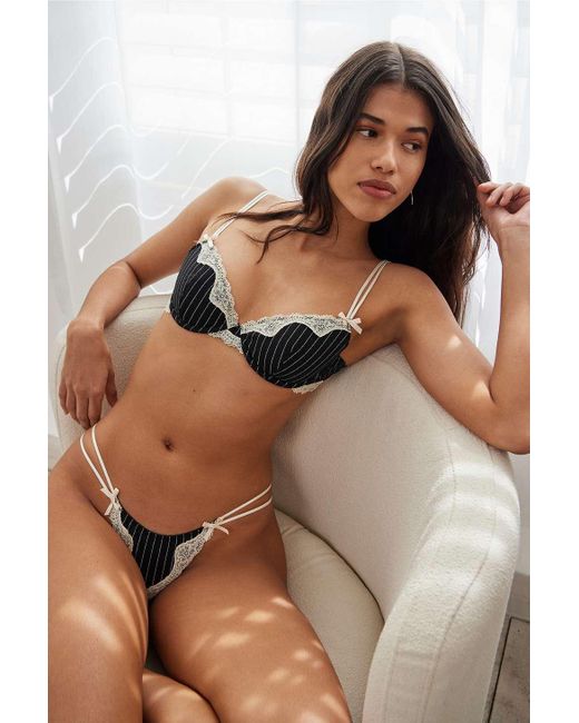 Out From Under Brown Clover Pinstripe Bra