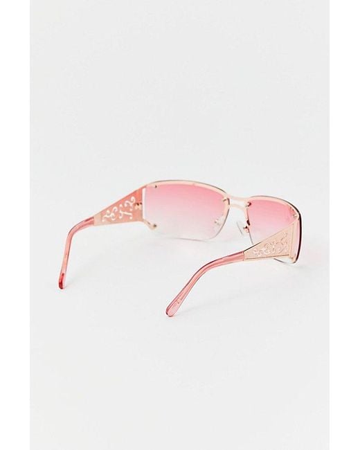 Urban Outfitters Pink Holly Metal Shield Sunglasses