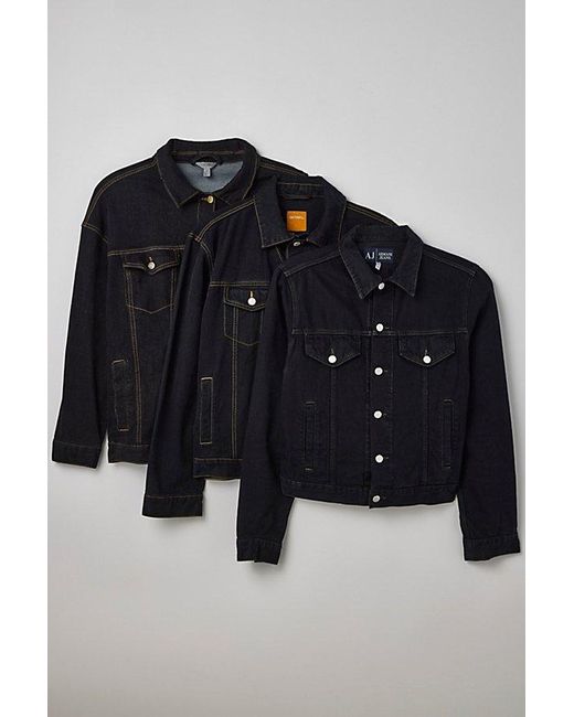 Urban Renewal Black Remade Overdyed Denim Jacket for men