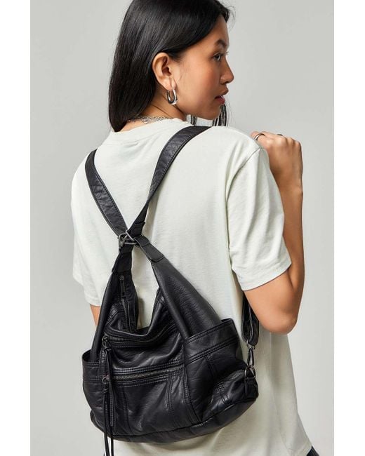 Urban Outfitters Blue Uo Washed Faux Leather Multi-wear Backpack