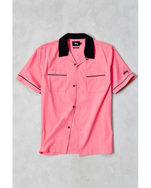 Stussy Pink Short-sleeve Bowling Shirt for men