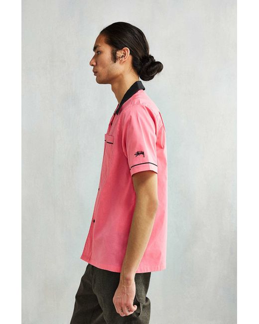 希少】Stussy Laguna Bowling Shirtライトピンク M Stussy Short