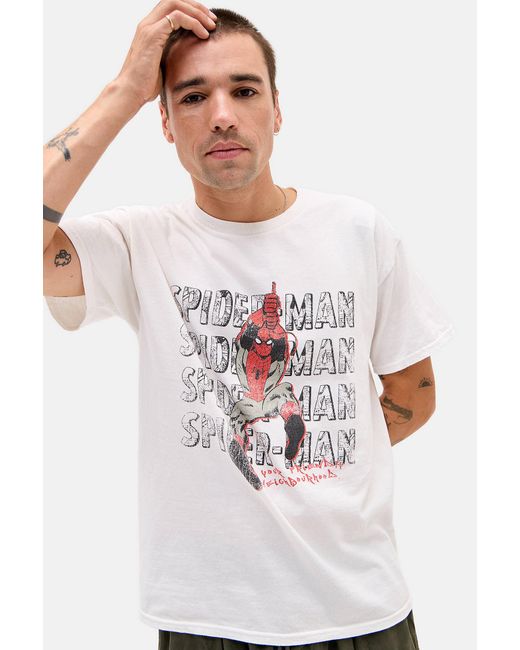 Urban Outfitters White Uo Spiderman Swing Graphic Tee for men