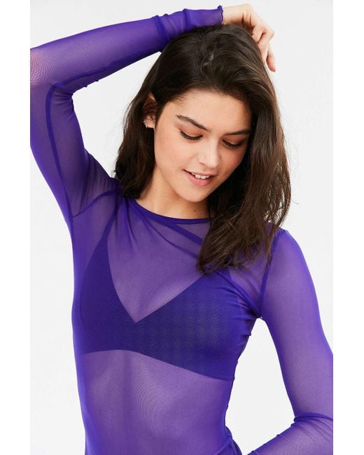 Out From Under Mesh Long Sleeve Top in Purple | Lyst Canada