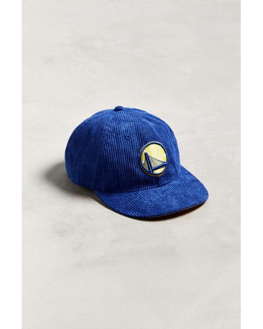 KTZ Blue Golden State Warriors Retro Corduroy Snapback Hat for men
