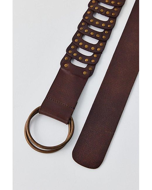 Urban Outfitters Brown Open Loop Studded Leather Belt