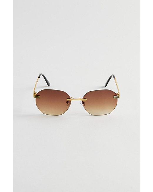 Urban Outfitters Metallic Jasper Rimless Hex Sunglasses for men