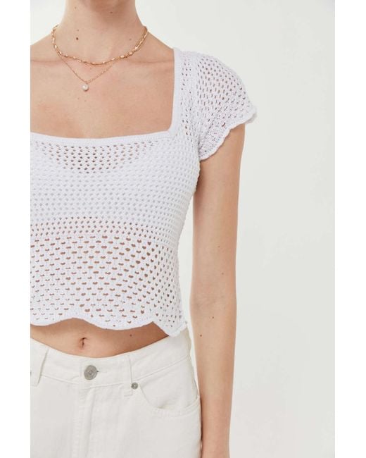 Urban Outfitters Multicolor Uo Clare Crochet Square Neck Top