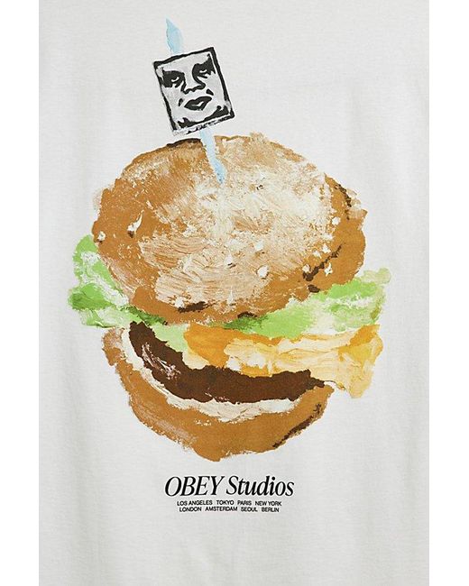 Obey Gray Visual Food For Your Mind Tee for men