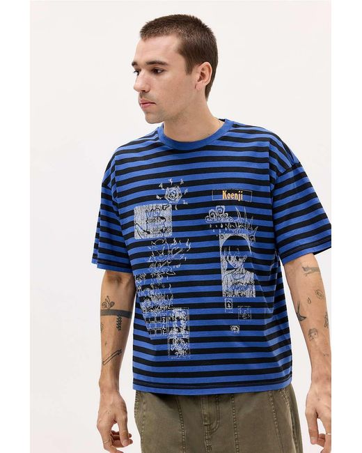Urban Outfitters Uo Blue Koenji Stripe T-shirt for men