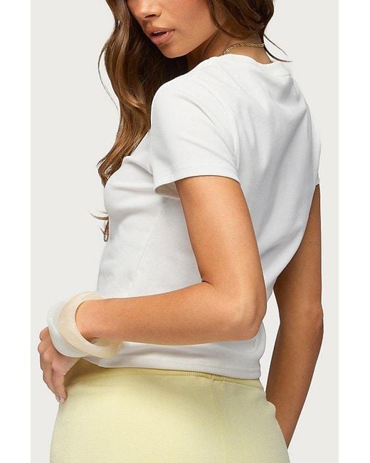Edikted White Lemon Patch T Shirt Top